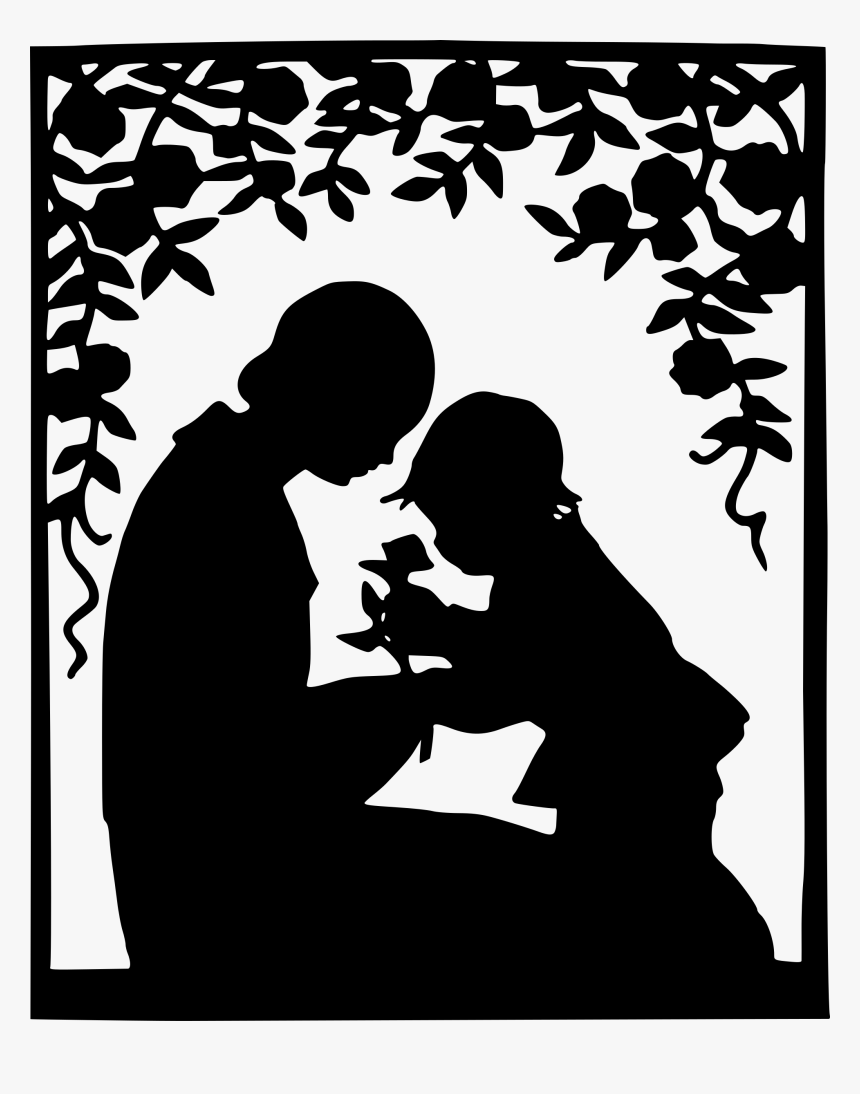 Mother And Child Silhouette Clip Arts - Grandma And Granddaughter Silhouette, HD Png Download, Free Download