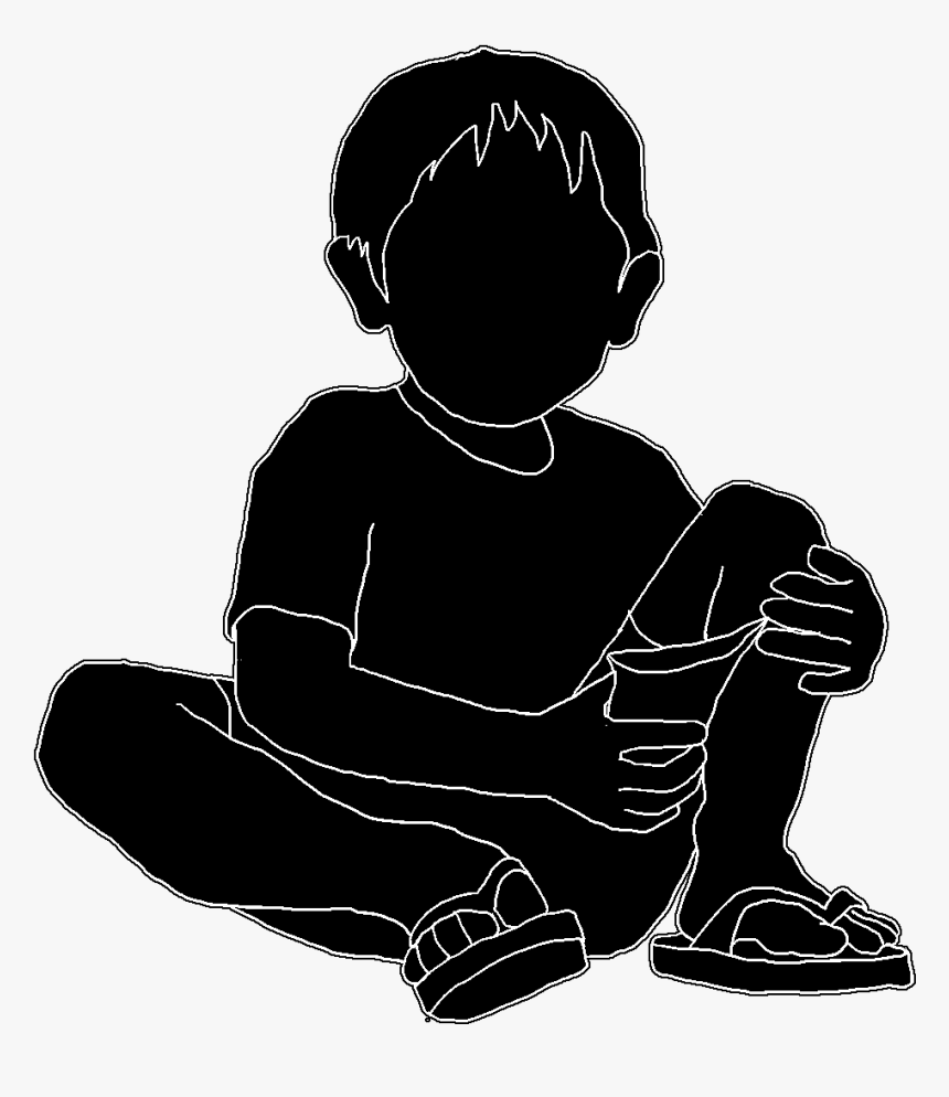 Silhouette Of Child With Candy Bag - Drawing, HD Png Download, Free Download