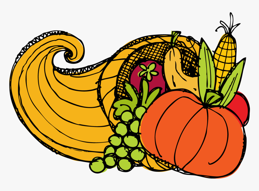 Thanksgiving Cornucopia Drawing - Thanksgiving Clip Art, HD Png Download, Free Download