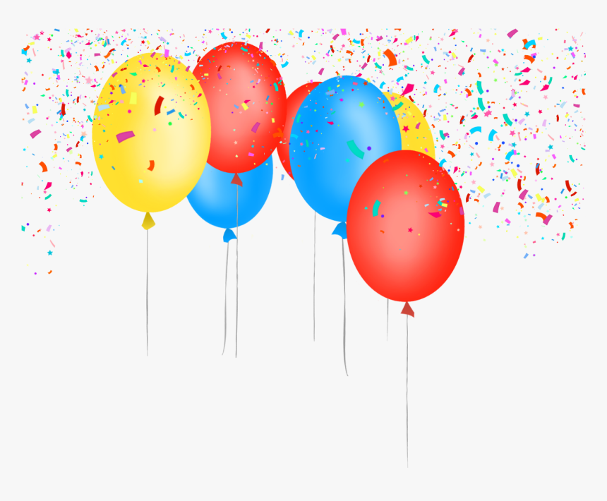 Transparent Balloons And Confetti Png - Confetti Balloon Party Png, Png Download, Free Download