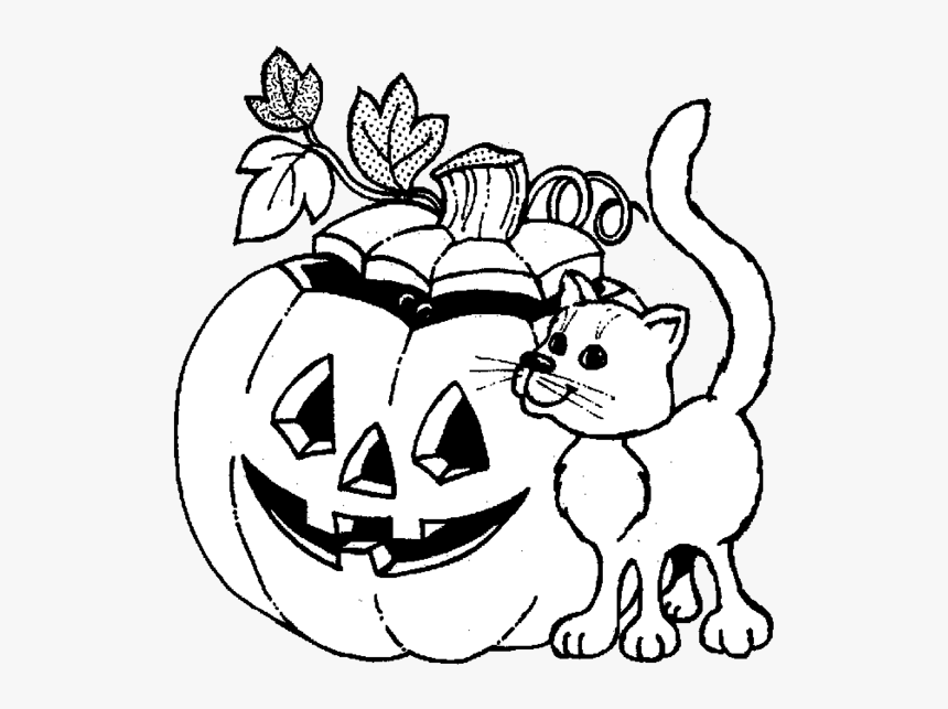 Halloween Cat Coloring Pages, HD Png Download, Free Download