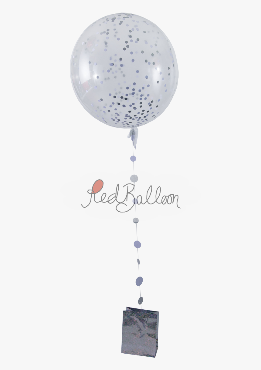 Silver Confetti Balloon Red Balloon Cork - Baby Mobile, HD Png Download, Free Download