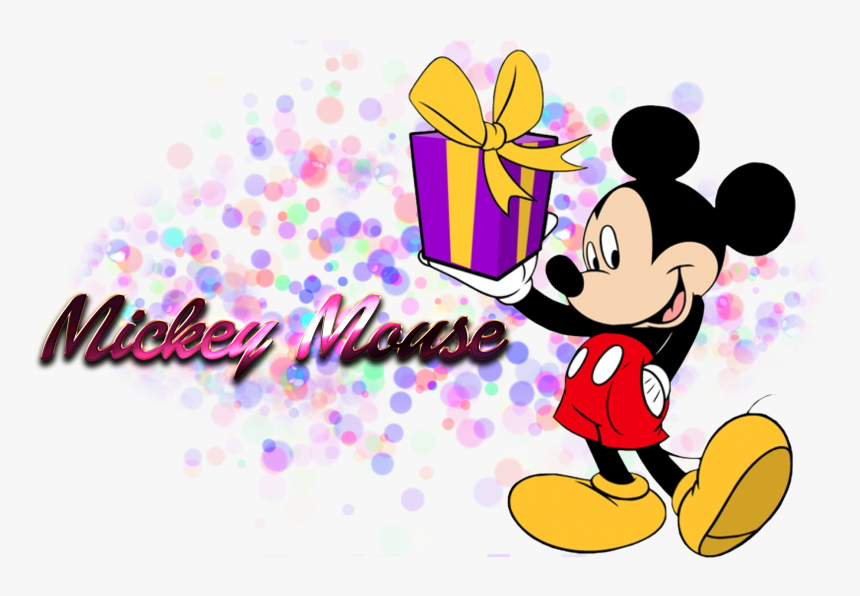 Mickey Mouse Png Background - Mickey Mouse With Gift, Transparent Png, Free Download