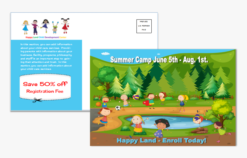 Child Care Business Cards, Child Care Folders, Child - Childrens Park Scene, HD Png Download, Free Download