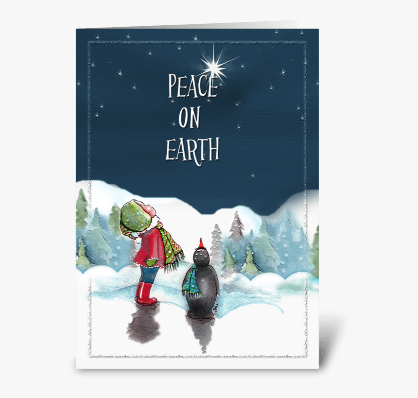 Penguin, Peace On Earth Greeting Card - Snow, HD Png Download, Free Download
