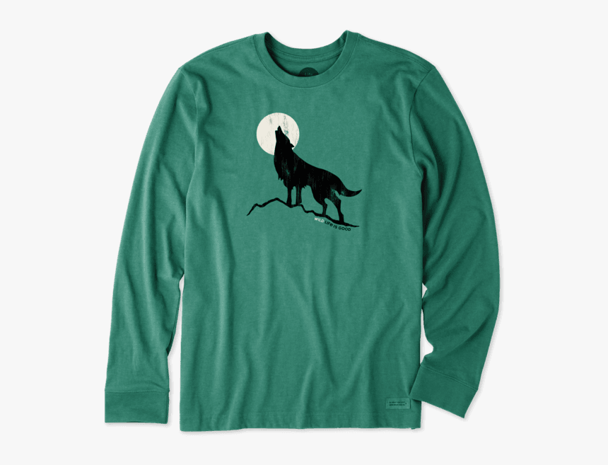 Men"s Howling Wolf Long Sleeve Crusher Tee - Life Is Good Shirts, HD Png Download, Free Download