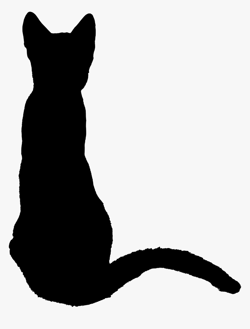 File - Kitten 1370737 - Svg - Black Cat Sitting Back - Back Of Cat Silhouette, HD Png Download, Free Download