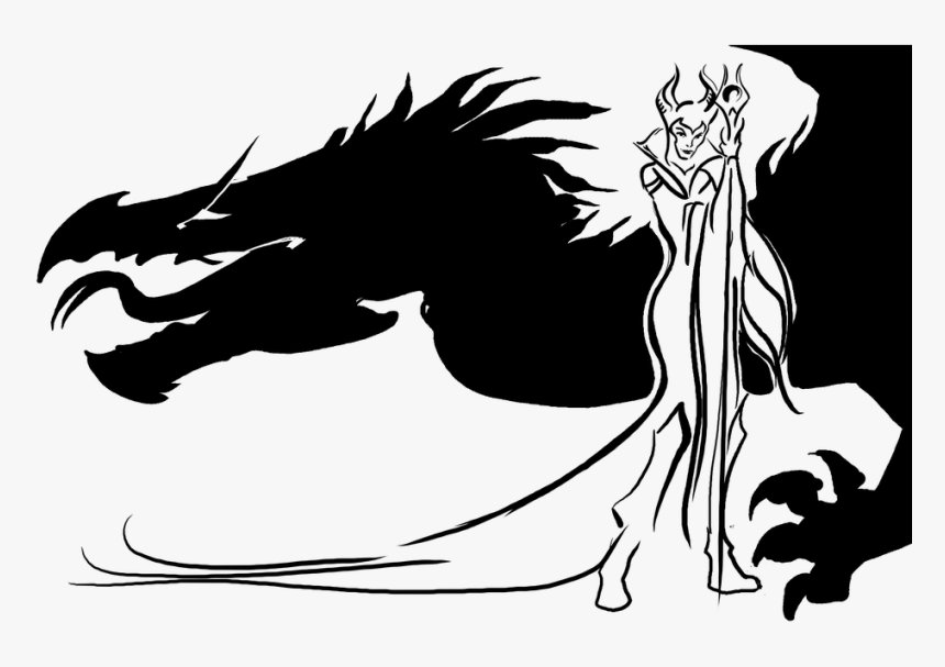 Drawing, Evil, Queen, Dragon, Fairy, Sleeping, Beauty - Sorceress Clipart Black And White, HD Png Download, Free Download