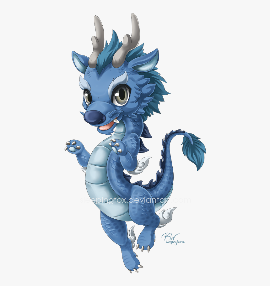 Cartoon,animated Art,mythical Creature - Cute Blue Baby Dragon, HD Png Download, Free Download