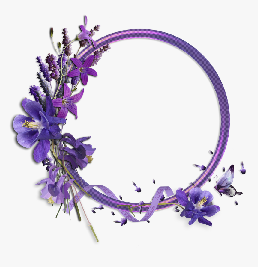 Fant Aacutesticos Frames Png Oval Com Flores Para Fotomontagensabaixo - Purple Flower Border Png, Transparent Png, Free Download