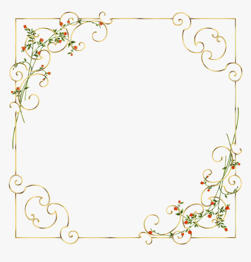 #frames #frame #borders #border #gold #golden #flowers - Floral Design For Cards, HD Png Download, Free Download