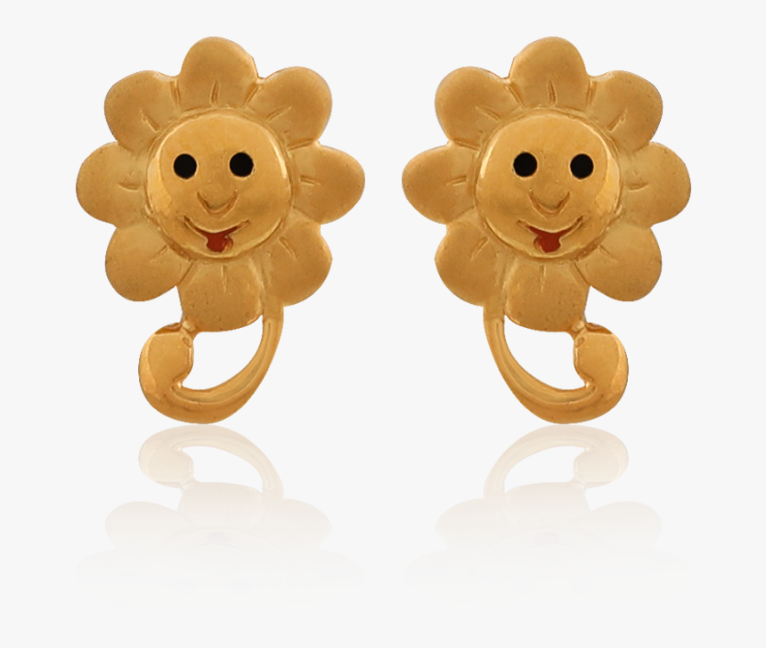Cute Golden Flower Earring - Cartoon, HD Png Download, Free Download
