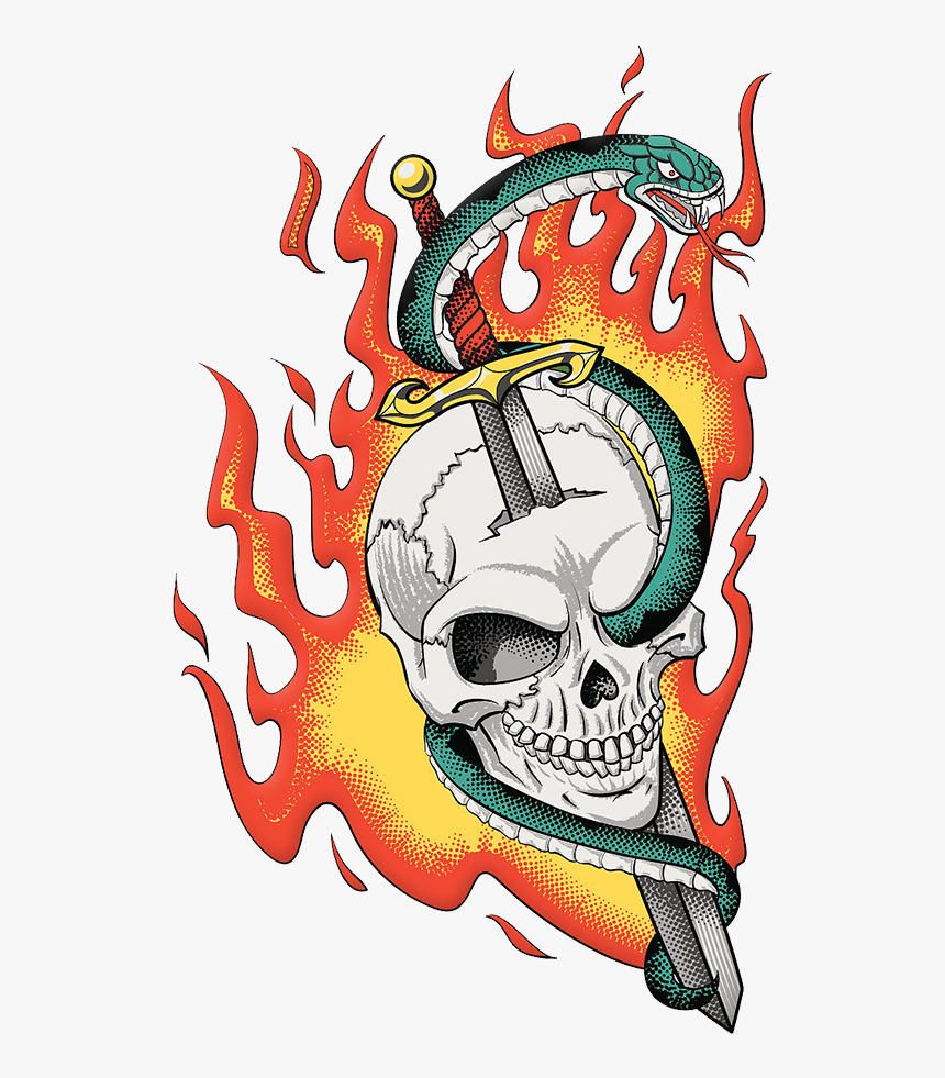 Snake Vector Skull Illustration - Snake And Sword Vector, HD Png Download, Free Download