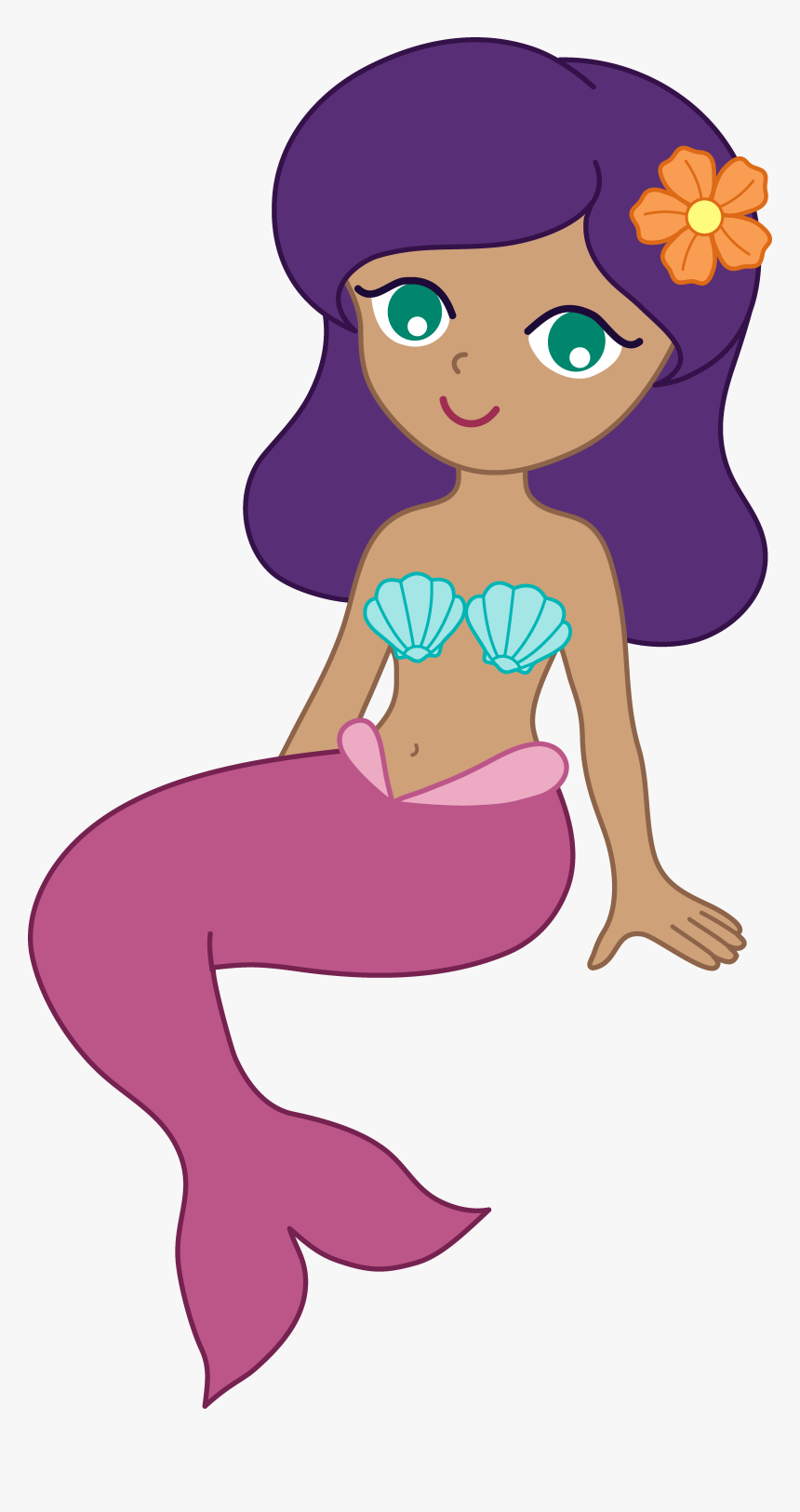 Cute Cartoon Mermaid Clipart - Mermaid Clipart Transparent Background, HD Png Download, Free Download