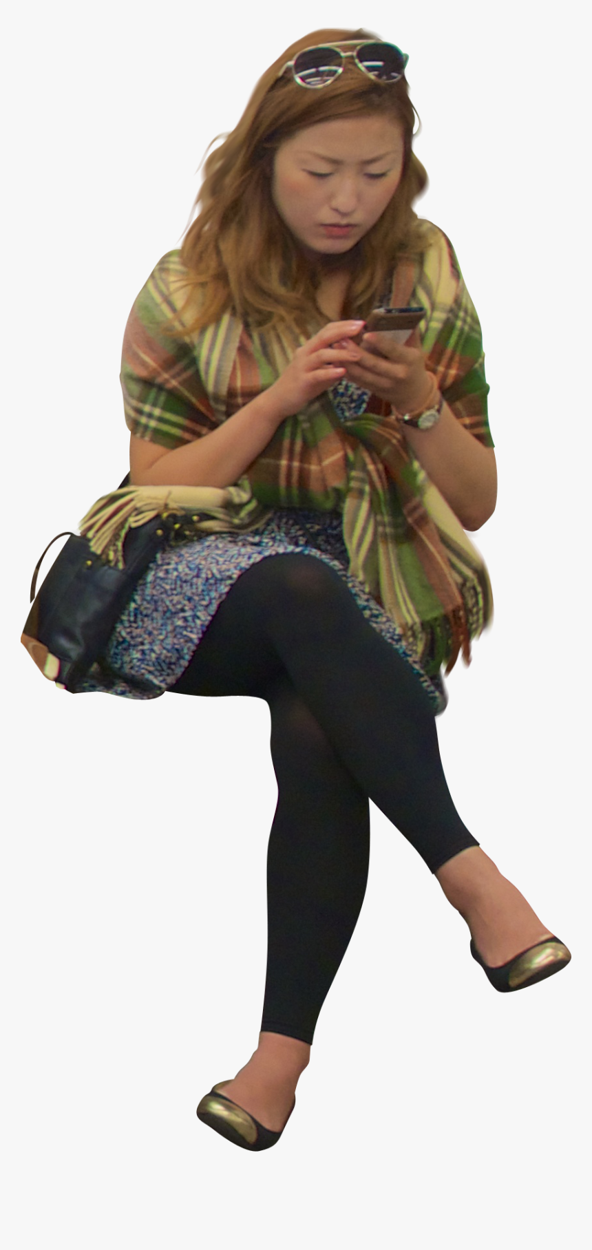 Móvil Mujer Ásia Asiática Sentada - Persona Sentada De Frente Png, Transparent Png, Free Download