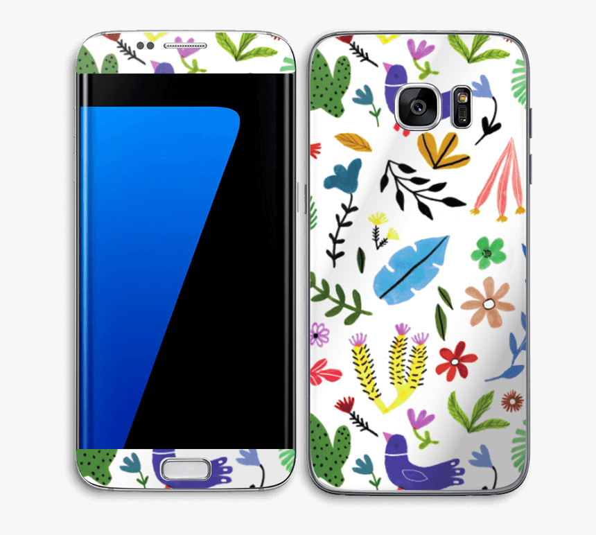 Pájaros Entre Flores Y Hojas Vinilo Galaxy S7 Edge - Iphone, HD Png Download, Free Download