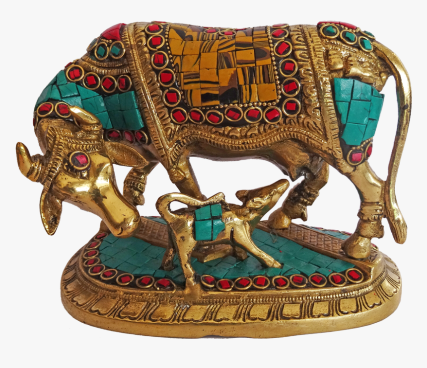 Beautiful Kamdhenu Brass Calf And Multi Colour Stone - Indian Elephant, HD Png Download, Free Download