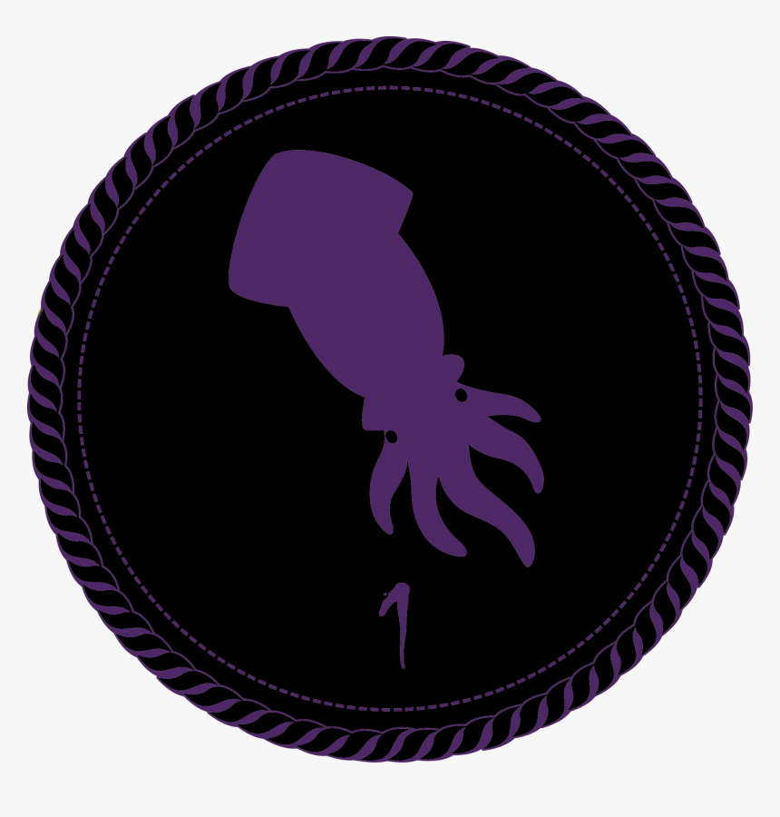 A Black Camp Merit Badge With A Purple Squid And A - Circle, HD Png Download, Free Download