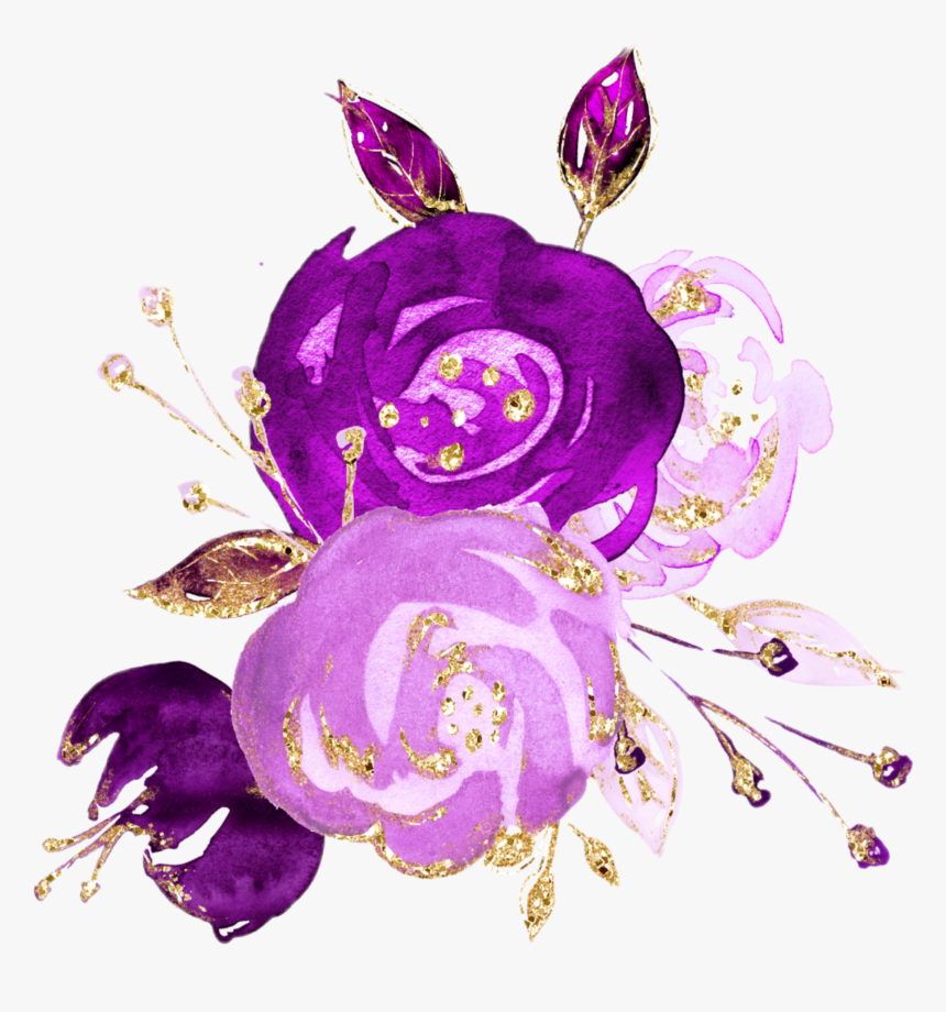 #watercolor #flowers #bouquet #bunch #purple #plum - Watercolor Flower Bunch Png, Transparent Png, Free Download