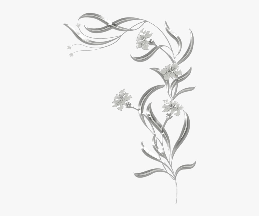 Victorian Art Deco Corner - Flower Vines Clipart Black And White, HD Png Download, Free Download