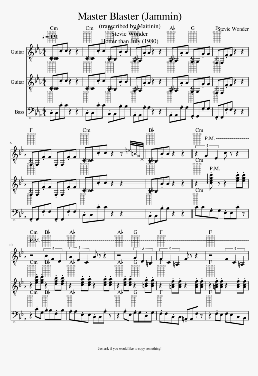 Master Blaster Slide, Image - Sheet Music, HD Png Download, Free Download