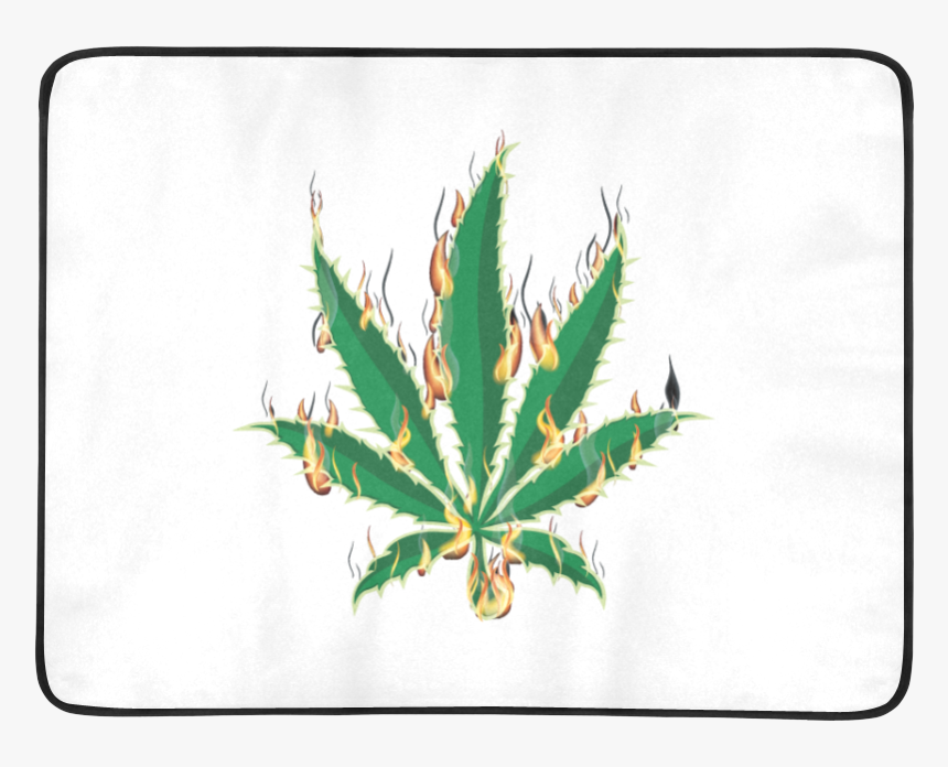 Flaming Marijuana Leaf Beach Mat 78"x 60" - Green Marijuana Art, HD Png Download, Free Download