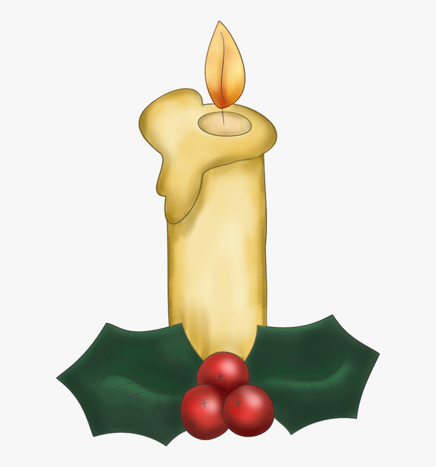 Christmas Candle With Holly - Free Christmas Candle Clipart, HD Png Download, Free Download