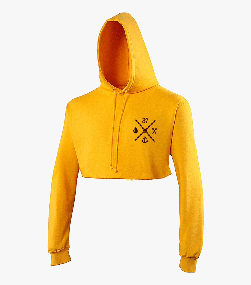 Hoodie Transparent Cropped - Mustard Colour Printed Sweatshirt, HD Png Download, Free Download