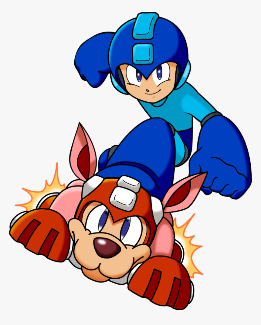 Megaman Riding On Rush - Mega Man And Rush, HD Png Download, Free Download