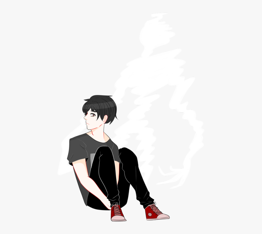 Anime Boy Png Tumblr - Png Anime Boy Sitting, Transparent Png, Free Download