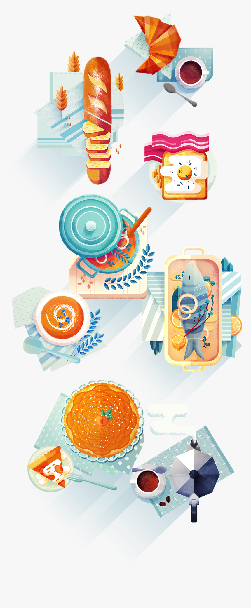 Sony X Α Library On Behance - Food Illustrations Behance, HD Png Download, Free Download