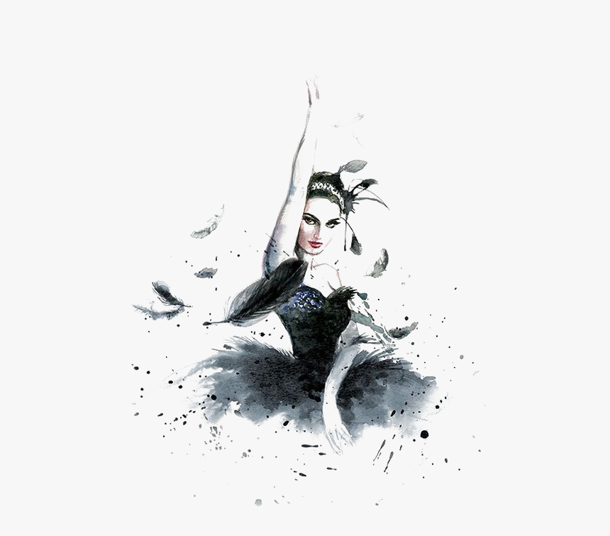 Drawing Ballet Cygnini Watercolor Painting Dance - Black Swan Ballet Painting, HD Png Download, Free Download