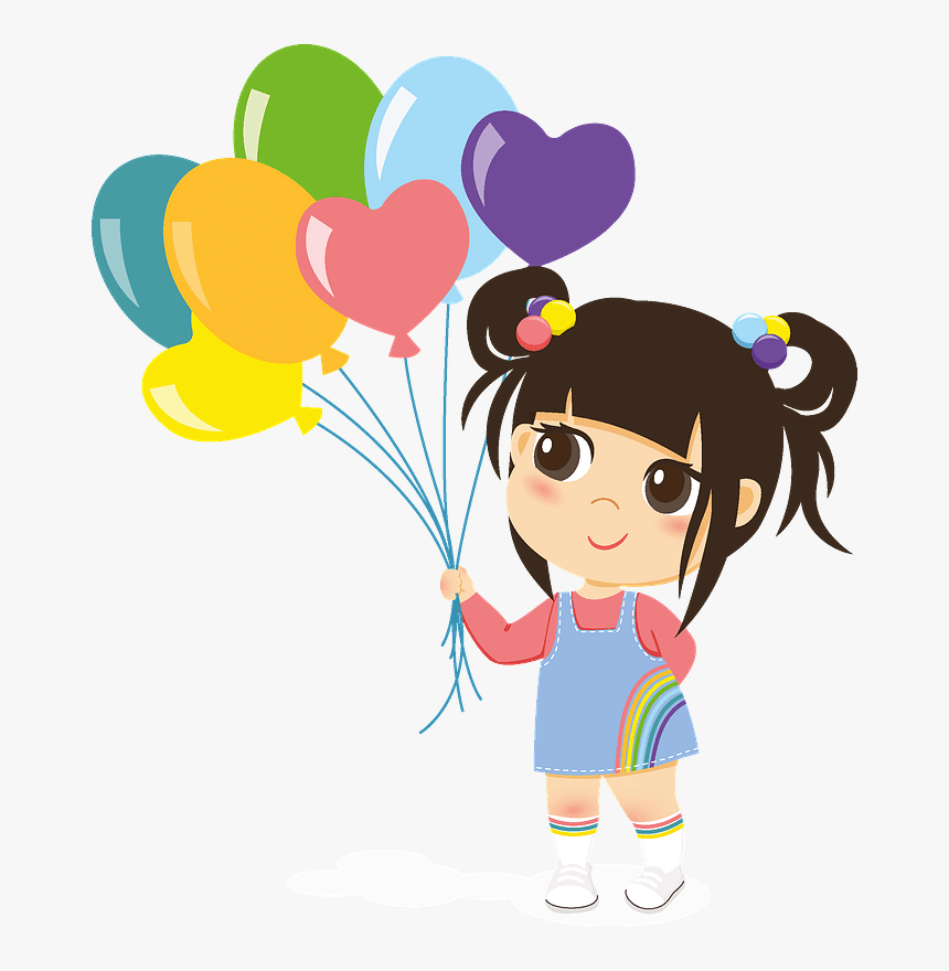 Girl With Balloons Clipart, HD Png Download, Free Download