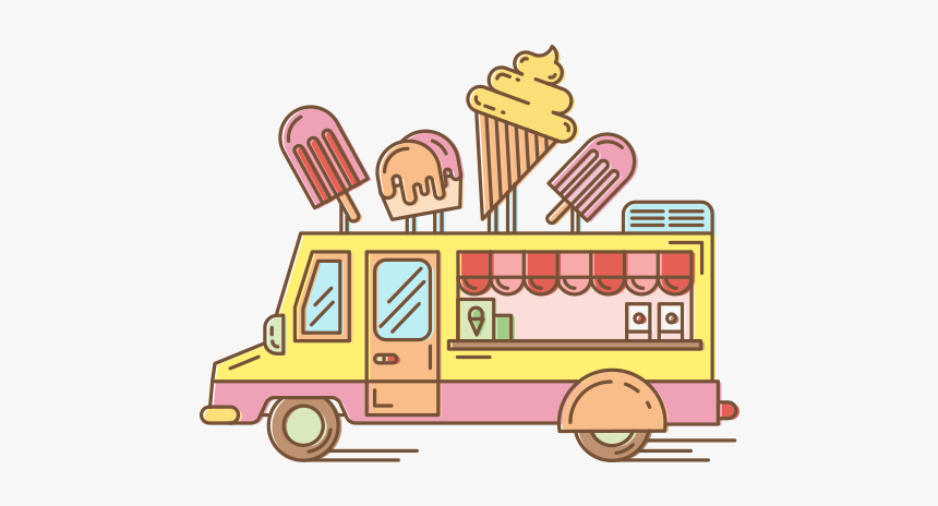 Icecream Van Vector And Transparent Png - Summer Cartoon Ice Cream Van, Png Download, Free Download