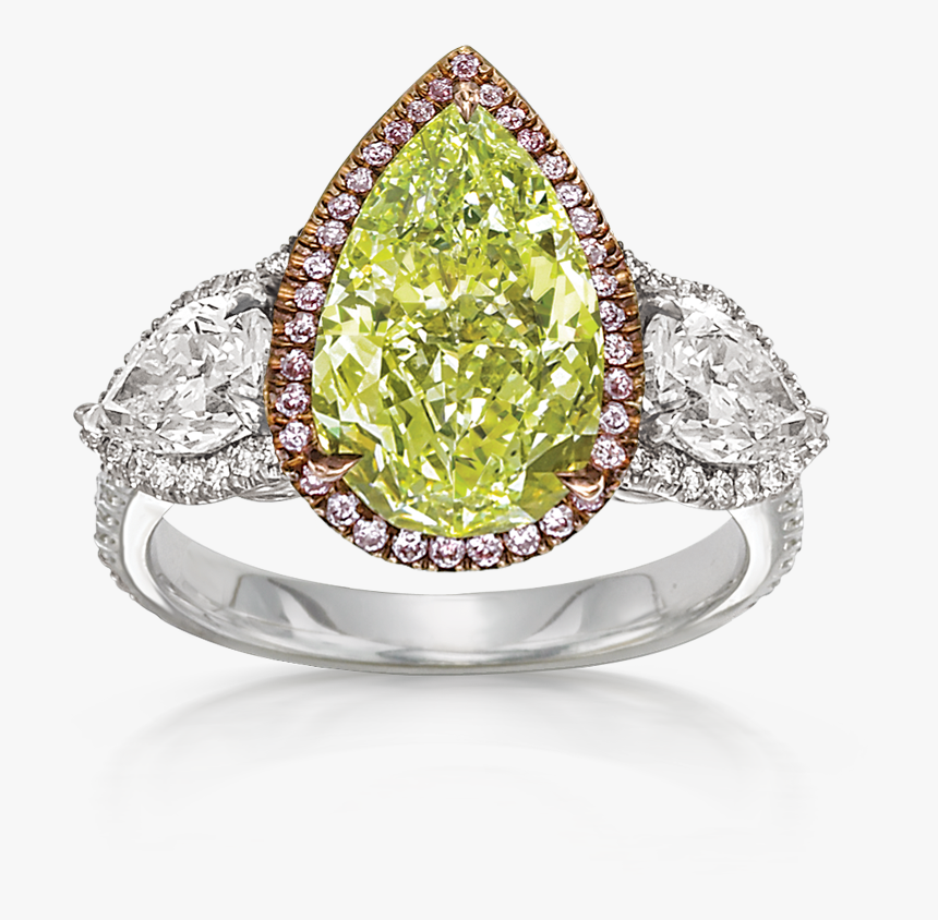 Fancy Intense Yellow Green Diamond Ring - Engagement Ring, HD Png Download, Free Download