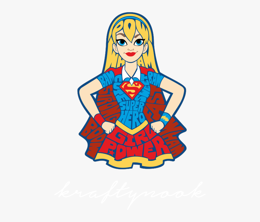 Dc Superhero Girls Supergirl Word Art Half Body - Super Girl Cartoon Characters, HD Png Download, Free Download