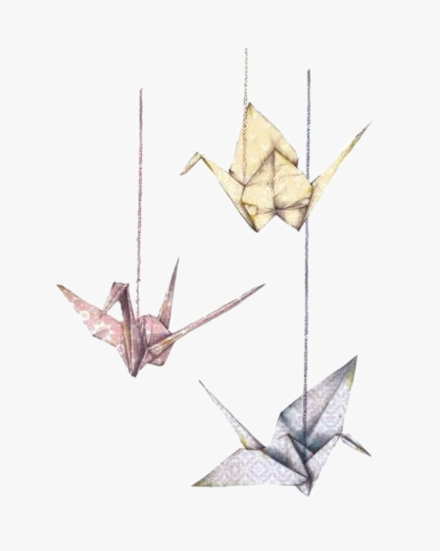 Paper Crane Tattoo Illustration , Png Download - Japanese Paper Crane Art, Transparent Png, Free Download