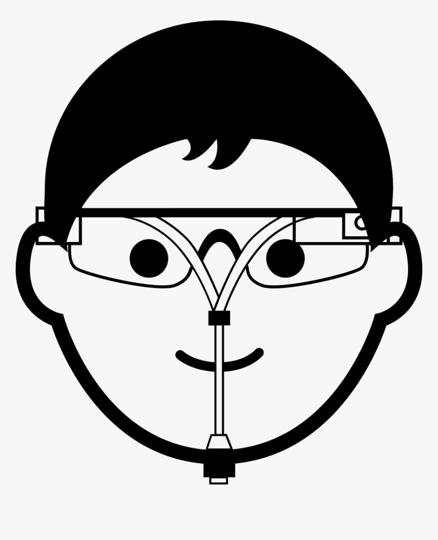 Young Man With Eyeglasses And Google Glass - Google Glass, HD Png Download, Free Download