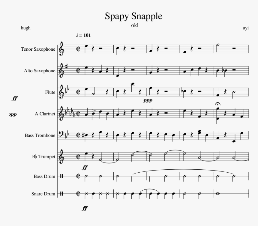 Spapy Snapple Sheet Music Composed By Uyi 1 Of 11 Pages - Sheet Music, HD Png Download, Free Download