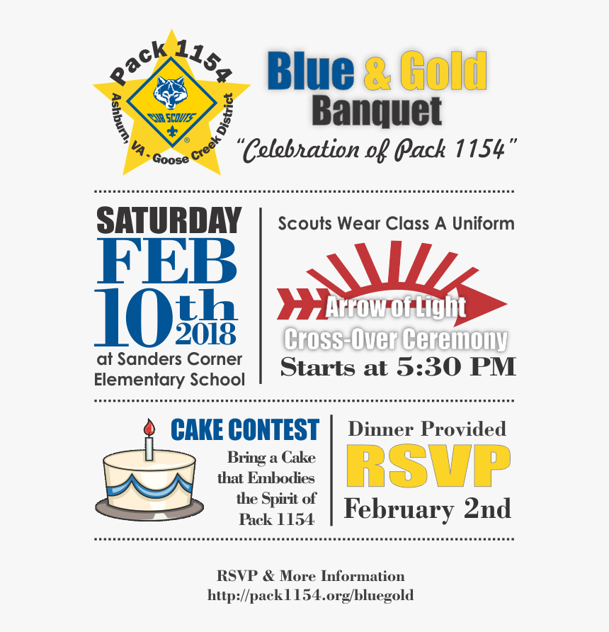 Blue And Gold Banquet Invite - Crossover Ceremony Invitation Arrow Of Light, HD Png Download, Free Download