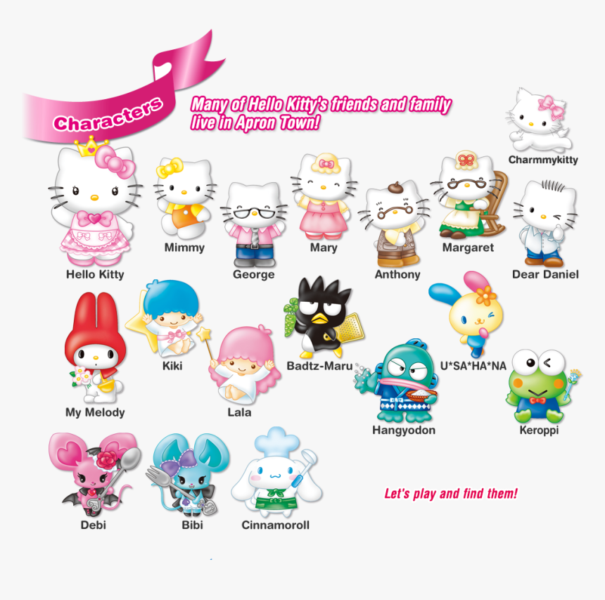 Characters Many Of Hello Kitty"s Friends And Family - Character Hello Kitty Friends, HD Png Download, Free Download