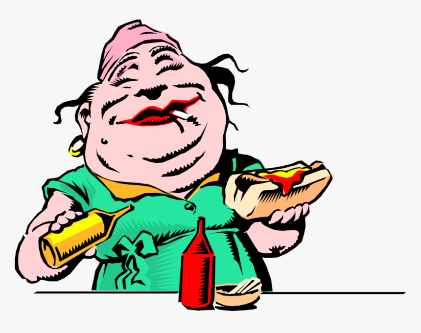Vector Illustration Of Fat Carnival Food Vendor Prepares - Cartoon, HD Png Download, Free Download