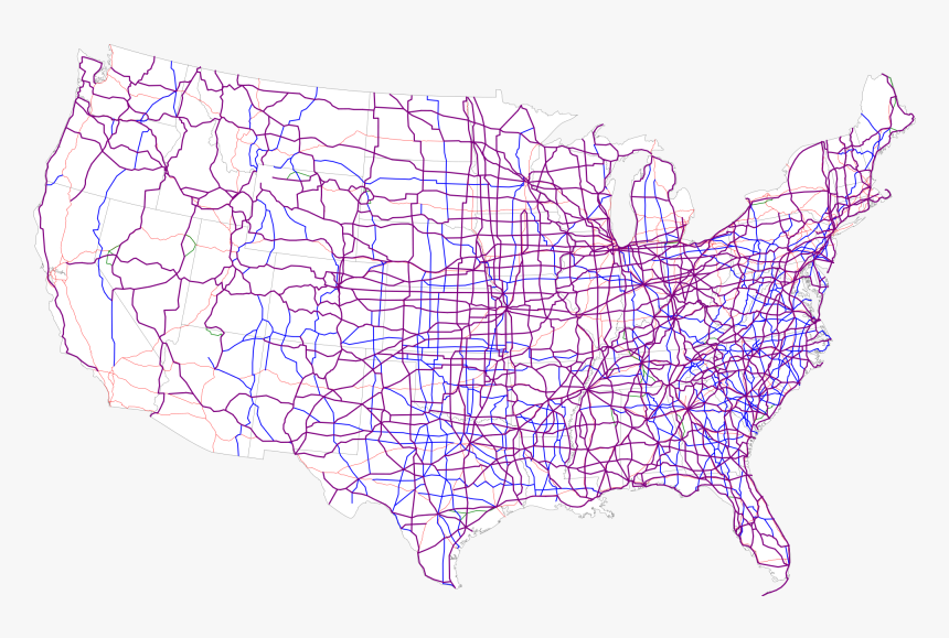 2000px-map Of Current Us Routes - United States Road Network, HD Png Download, Free Download
