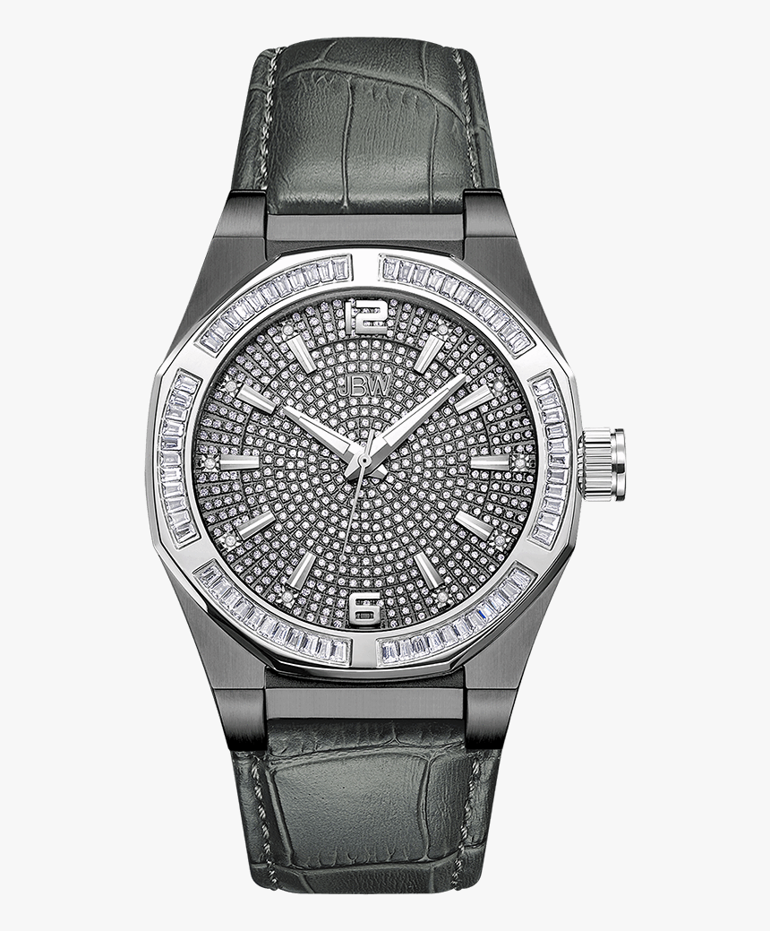 Jbw Apollo J6350c Gunmetal Gray Leather Diamond Watch - Jbw Apollo, HD Png Download, Free Download