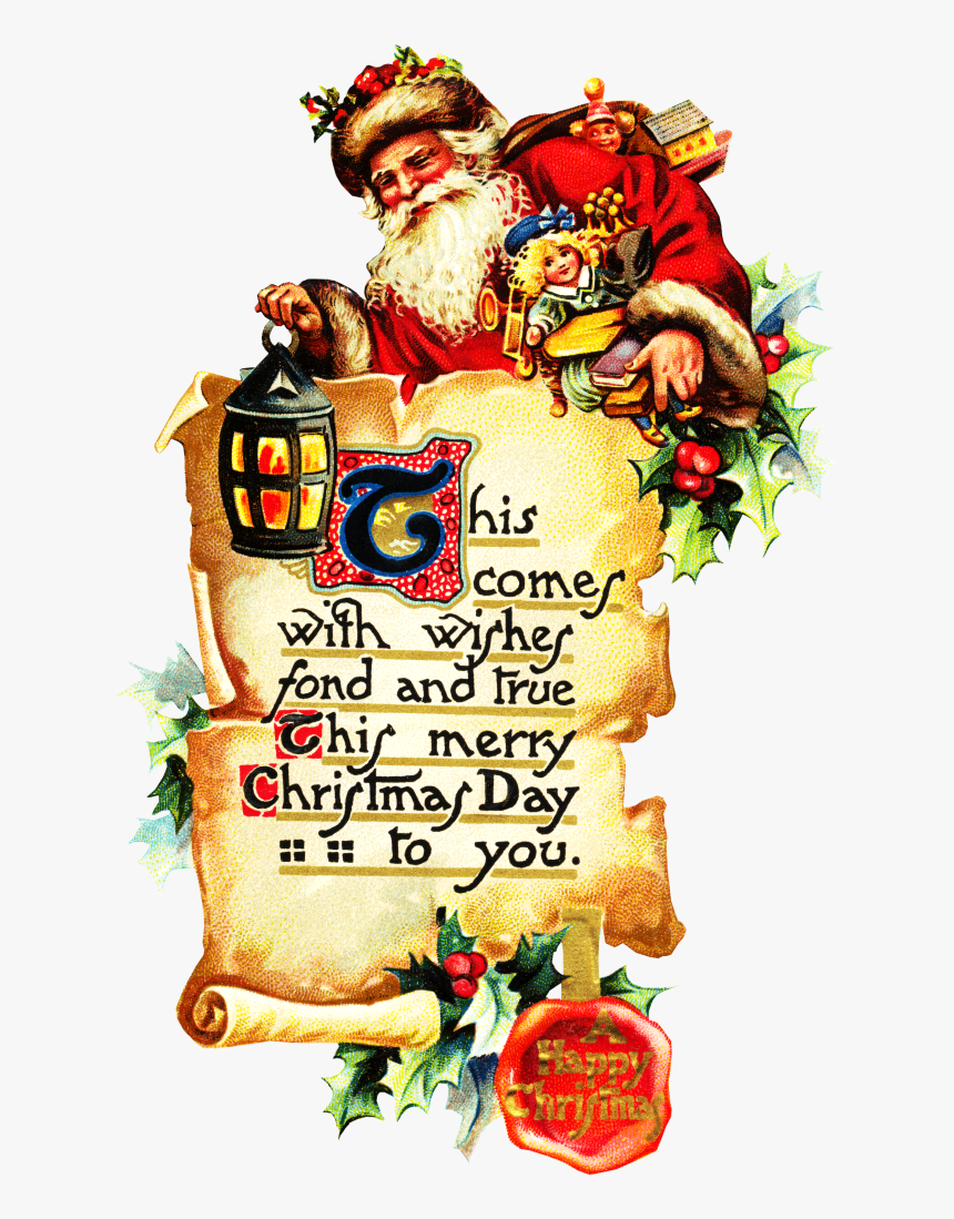 Merry Christmas Vintage Postcard, HD Png Download - kindpng