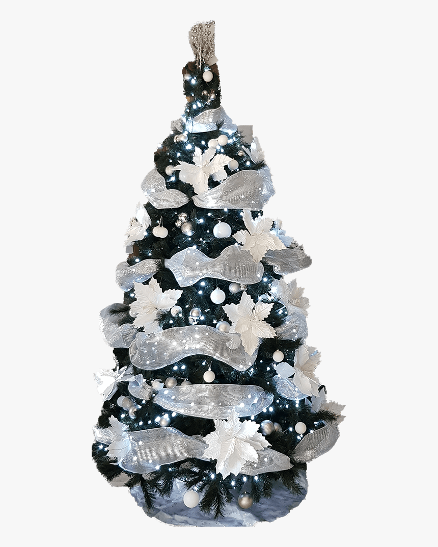 Beautifully White Decorated Christmas Tree - Christmas Tree, HD Png Download, Free Download