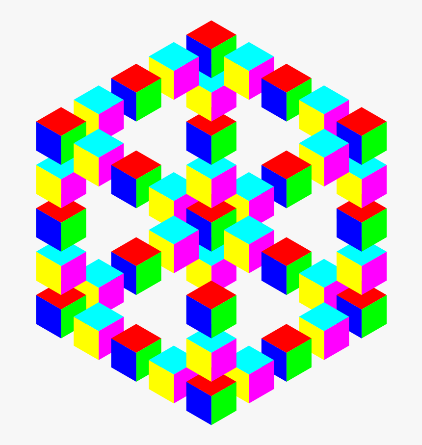 Impossible Hexagon Cube Clipart - Optical Illusion Gifs Colorful, HD Png Download, Free Download