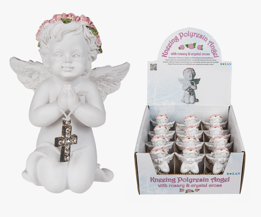 Kneeling Polyresin Angel With Pink Coloured Rosary - Gift, HD Png Download, Free Download