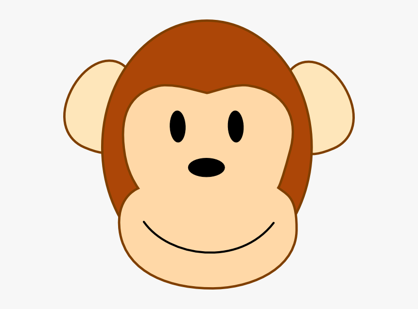 Thinner Smiling Brown Monkey Head, Brown Border Svg - Monkey Face Clipart, HD Png Download, Free Download