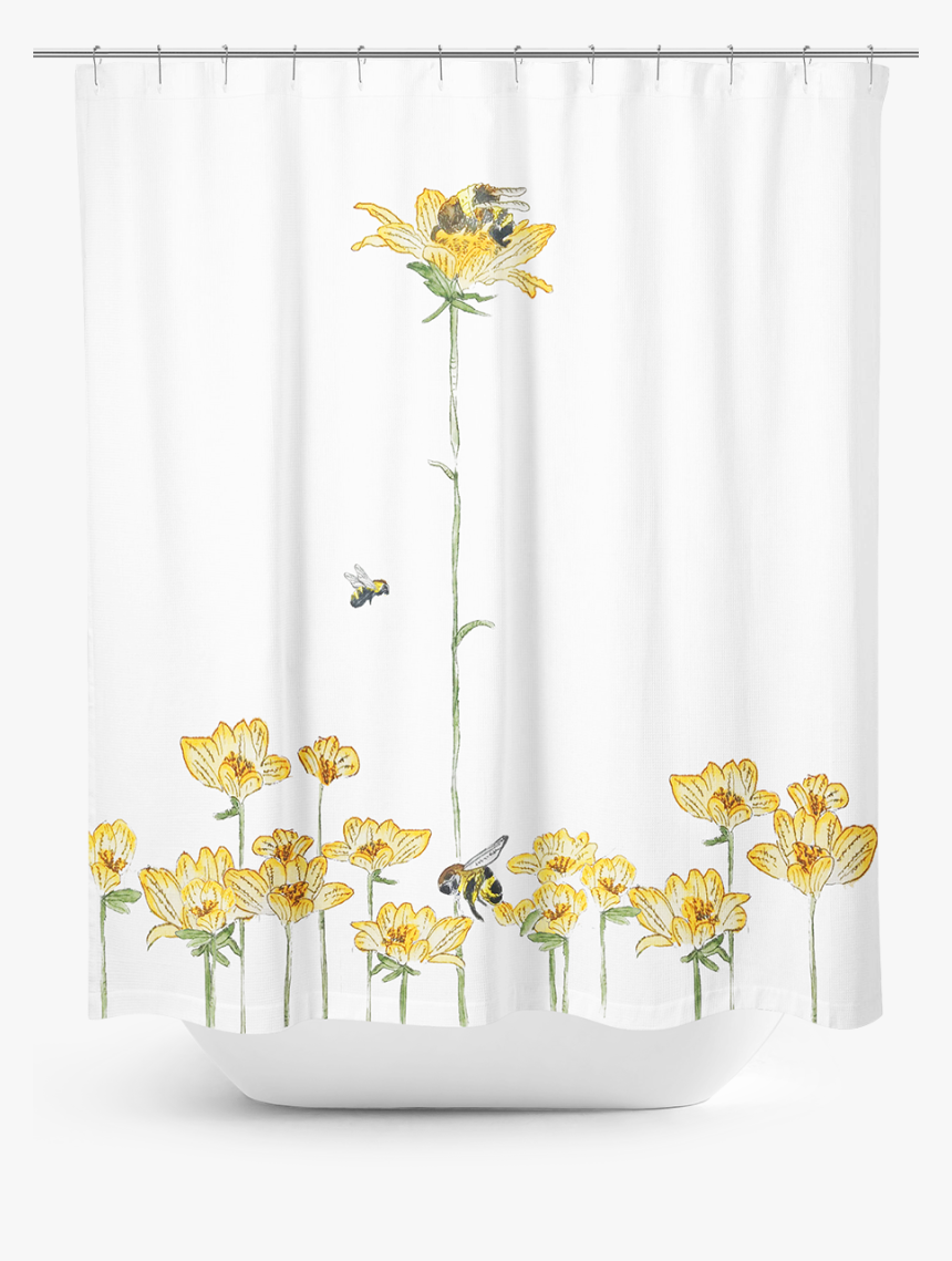 Tall Floral Bee Shower Curtain - Sunflower, HD Png Download, Free Download